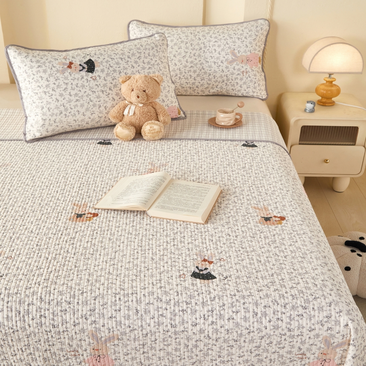 91家纺网 家纺一手货源 找家纺 （总）莎果家纺 2025新款12868双面纯棉床盖三件套