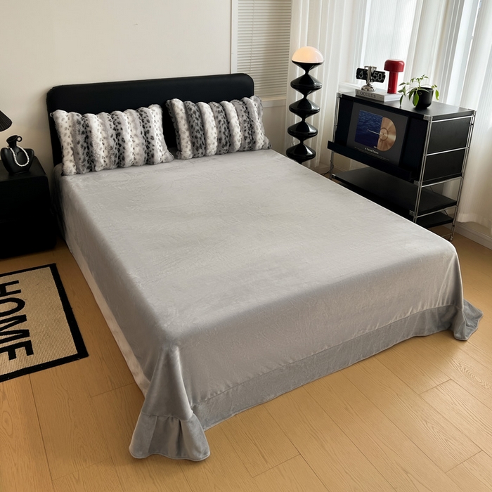 91家纺网 家纺一手货源 找家纺 梦莱斯 2025新款轻奢高克重兔毛绒四件套 灰色