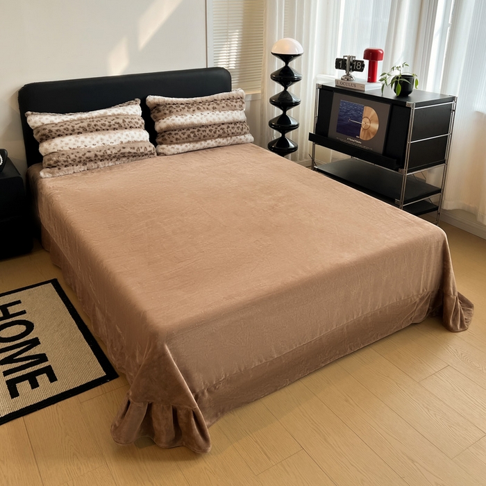 91家纺网 家纺一手货源 找家纺 梦莱斯 2025新款轻奢高克重兔毛绒四件套 咖色