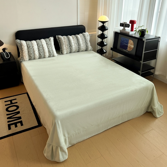 91家纺网 家纺一手货源 找家纺 梦莱斯 2025新款轻奢高克重兔毛绒四件套 绿色