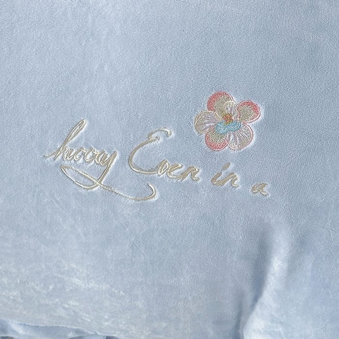 91家纺网 家纺一手货源 找家纺 董韵家纺 2025新款牛奶绒刺绣夹棉床裙四件套系列（控价） 绒语-浅穹蓝