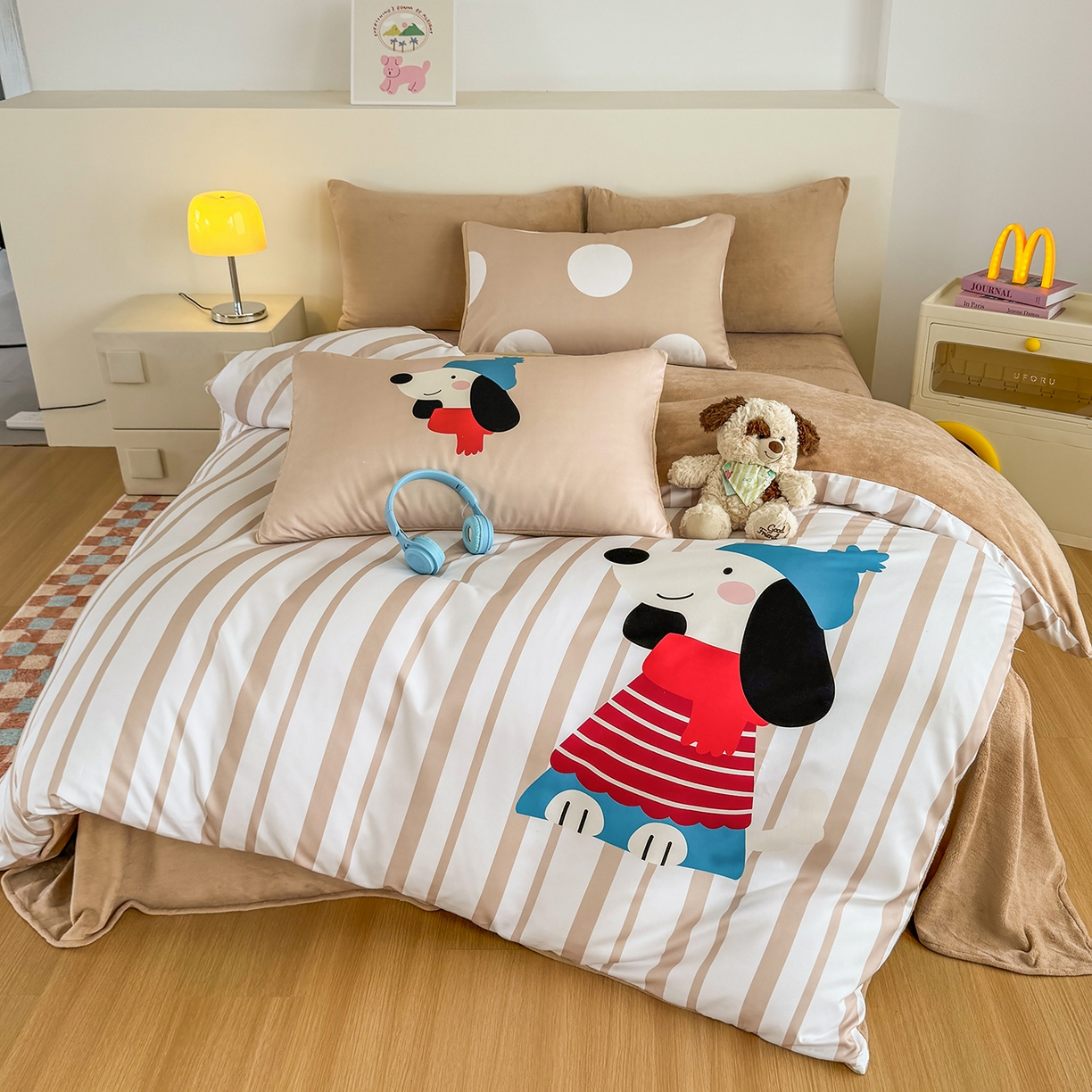 91家纺网 家纺一手货源 找家纺 （总）十一家居 2025新款A类原创设计数码大版卡通印花四件套-绒宠系列