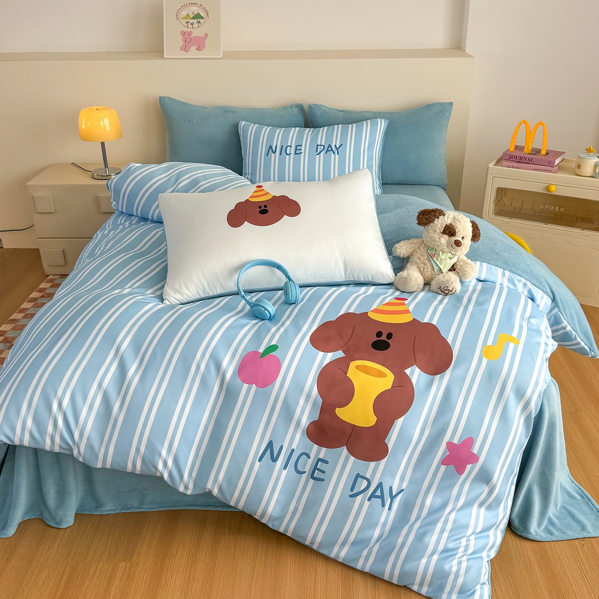 91家纺网 家纺一手货源 找家纺 （总）十一家居 2025新款A类原创设计数码大版卡通印花四件套-绒宠系列