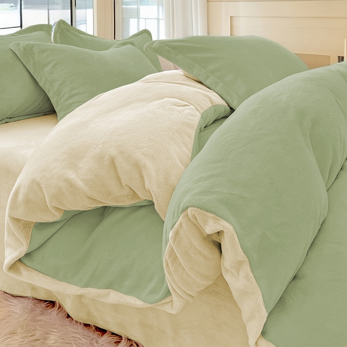 91家纺网 家纺一手货源 找家纺 （总）维娜斯家纺 2025新款双拼牛奶绒四件套加厚保暖舒适裸睡