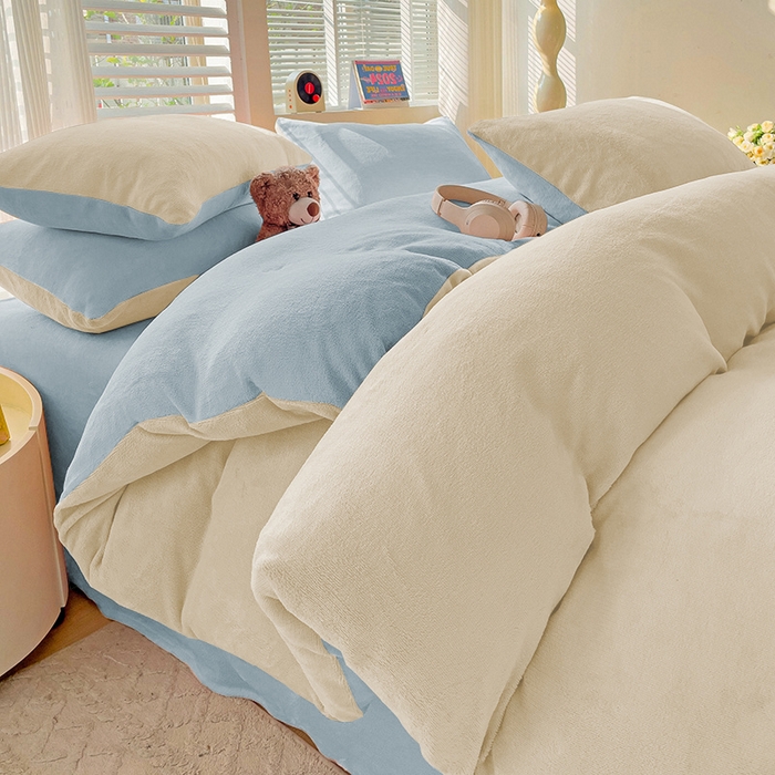 91家纺网 家纺一手货源 找家纺 （总）维娜斯家纺 2025新款双拼牛奶绒四件套加厚保暖舒适裸睡