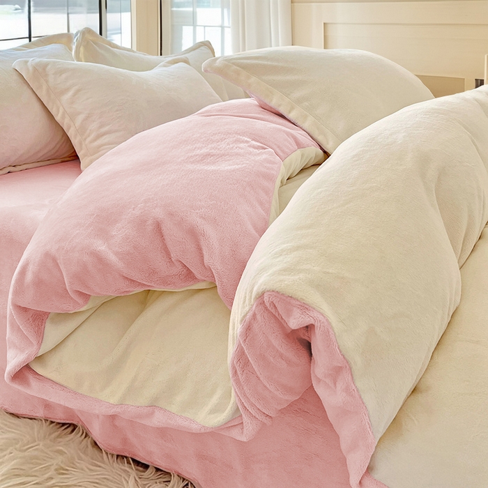 91家纺网 家纺一手货源 找家纺 （总）维娜斯家纺 2025新款双拼牛奶绒四件套加厚保暖舒适裸睡