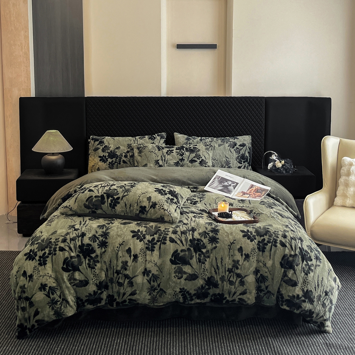 91家纺网 家纺一手货源 找家纺 （总）民新家纺 2025新款兔毛绒印花简约款四件套