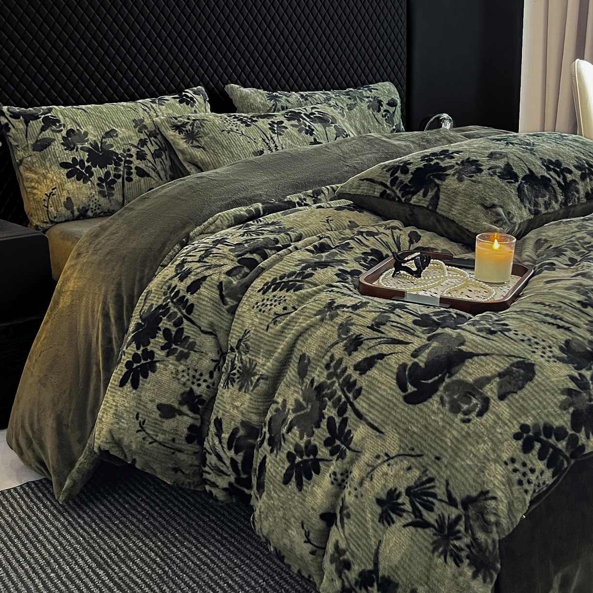 91家纺网 家纺一手货源 找家纺 民新家纺 2025新款兔毛绒印花简约款四件套 简约款-芳华