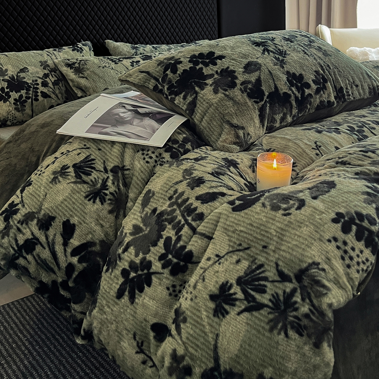 91家纺网 家纺一手货源 找家纺 民新家纺 2025新款兔毛绒印花简约款四件套 简约款-芳华