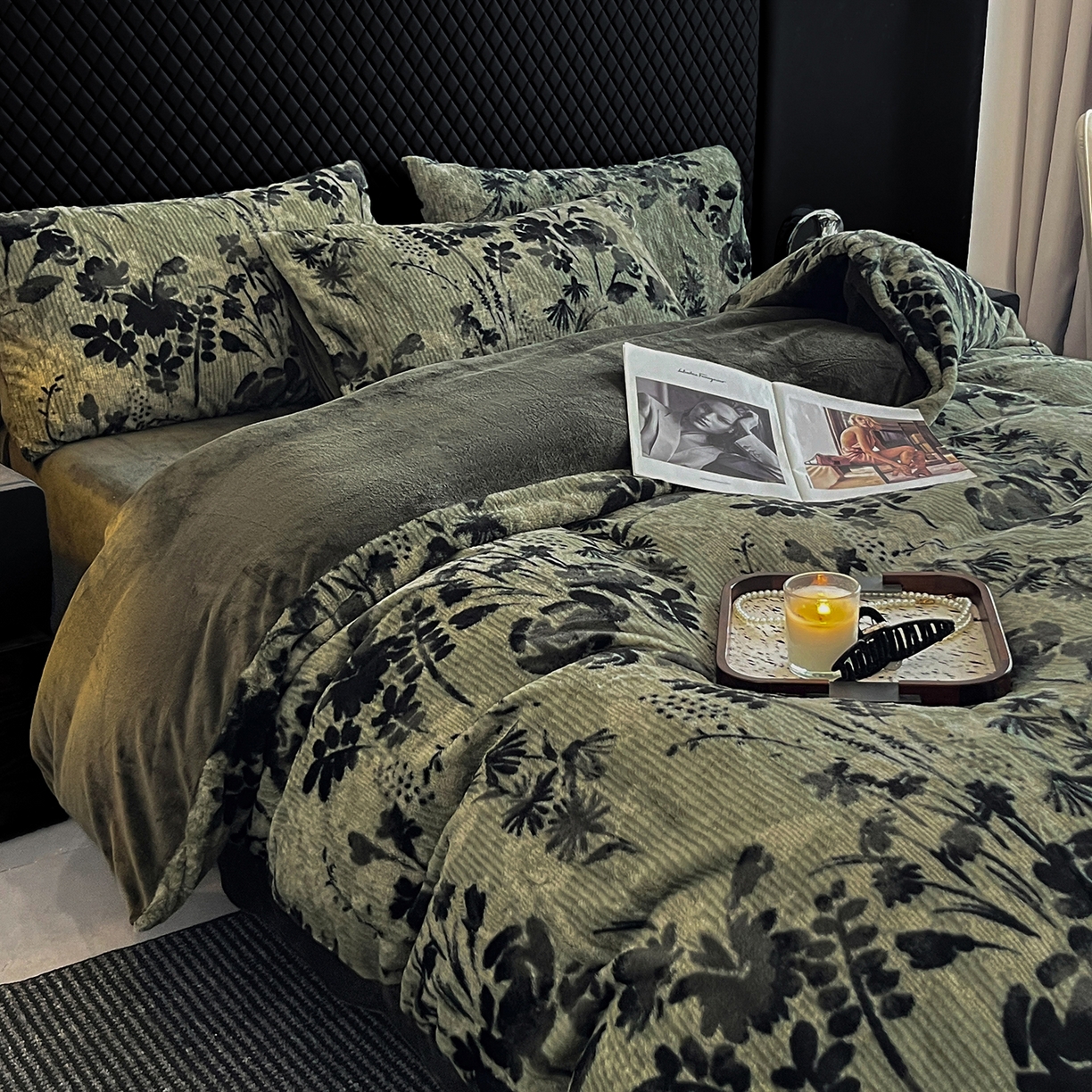 91家纺网 家纺一手货源 找家纺 民新家纺 2025新款兔毛绒印花简约款四件套 简约款-芳华