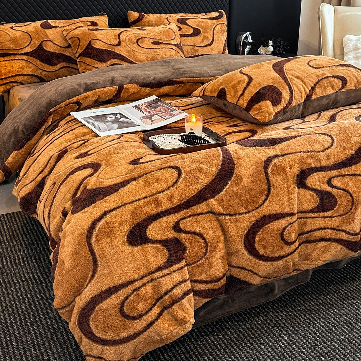 91家纺网 家纺一手货源 找家纺 民新家纺 2025新款兔毛绒印花简约款四件套 简约款-赫本