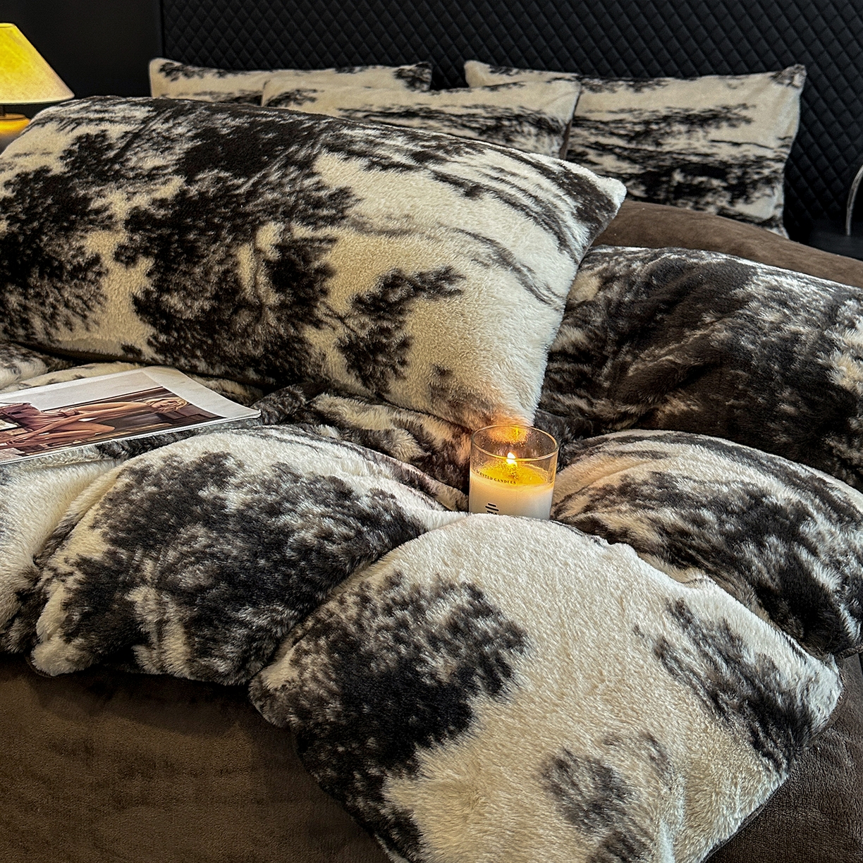 91家纺网 家纺一手货源 找家纺 民新家纺 2025新款兔毛绒印花简约款四件套 简约款-素影