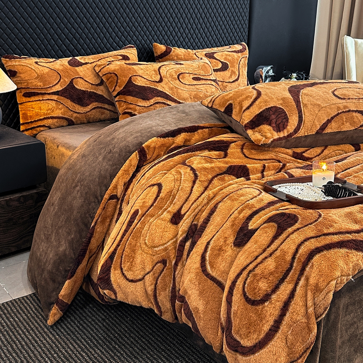 91家纺网 家纺一手货源 找家纺 民新家纺 2025新款兔毛绒印花简约款四件套 简约款-赫本