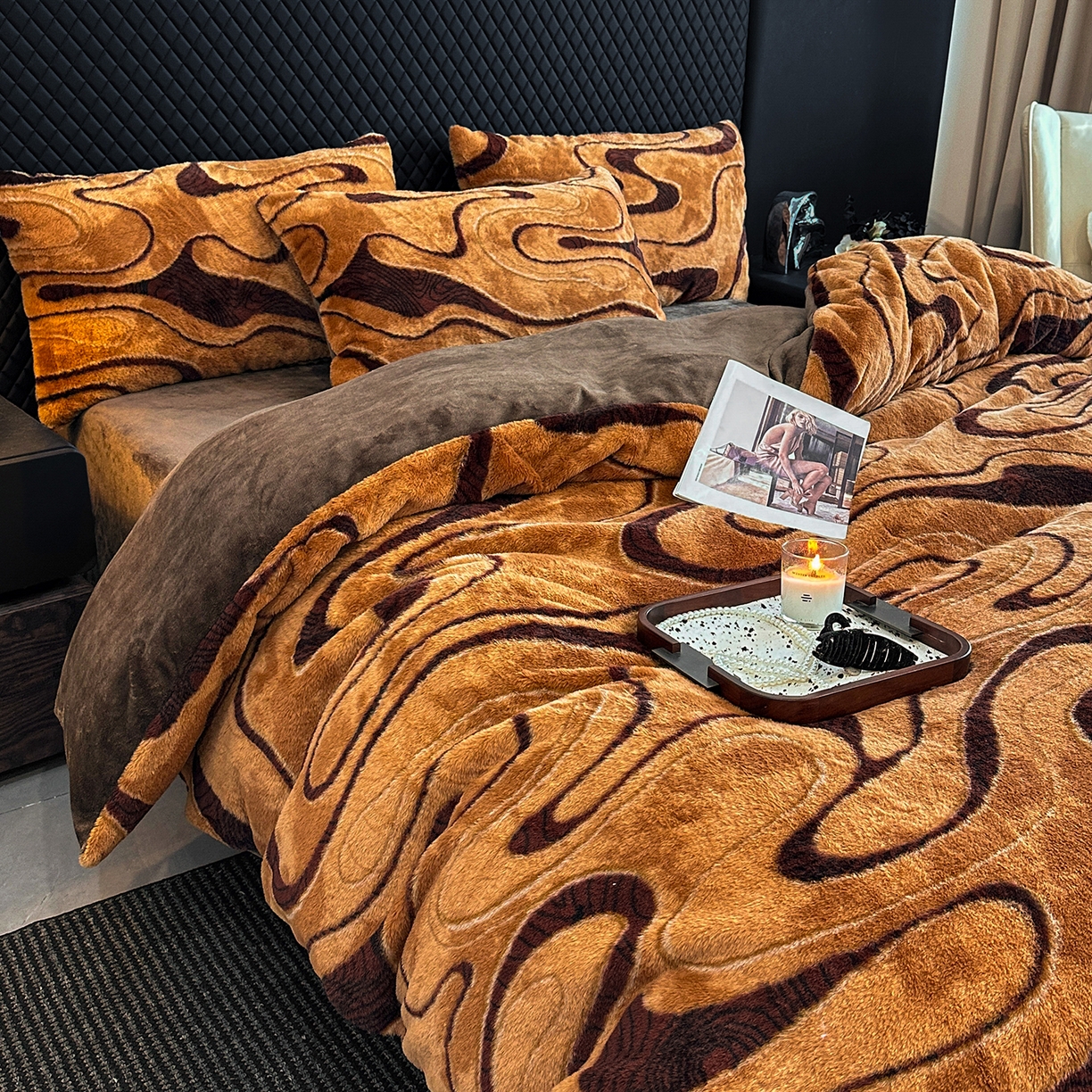 91家纺网 家纺一手货源 找家纺 民新家纺 2025新款兔毛绒印花简约款四件套 简约款-赫本