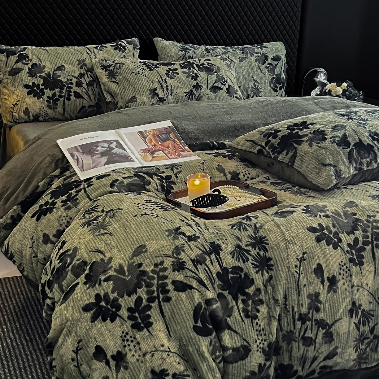 91家纺网 家纺一手货源 找家纺 民新家纺 2025新款兔毛绒印花简约款四件套 简约款-芳华