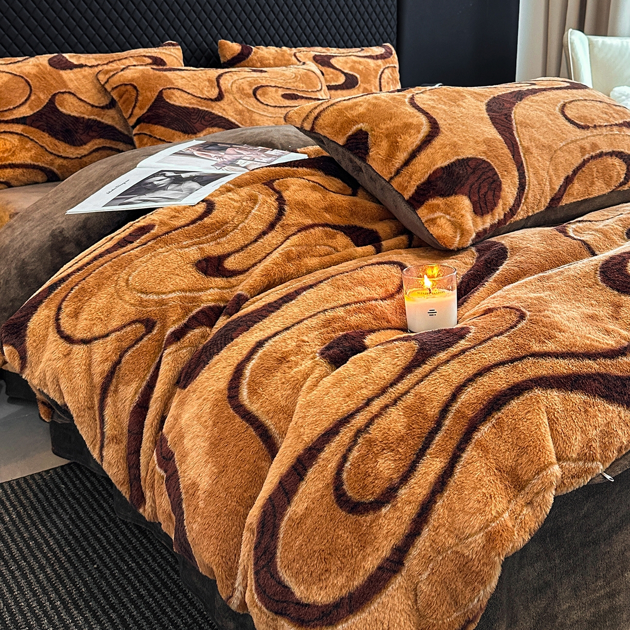 91家纺网 家纺一手货源 找家纺 民新家纺 2025新款兔毛绒印花简约款四件套 简约款-赫本