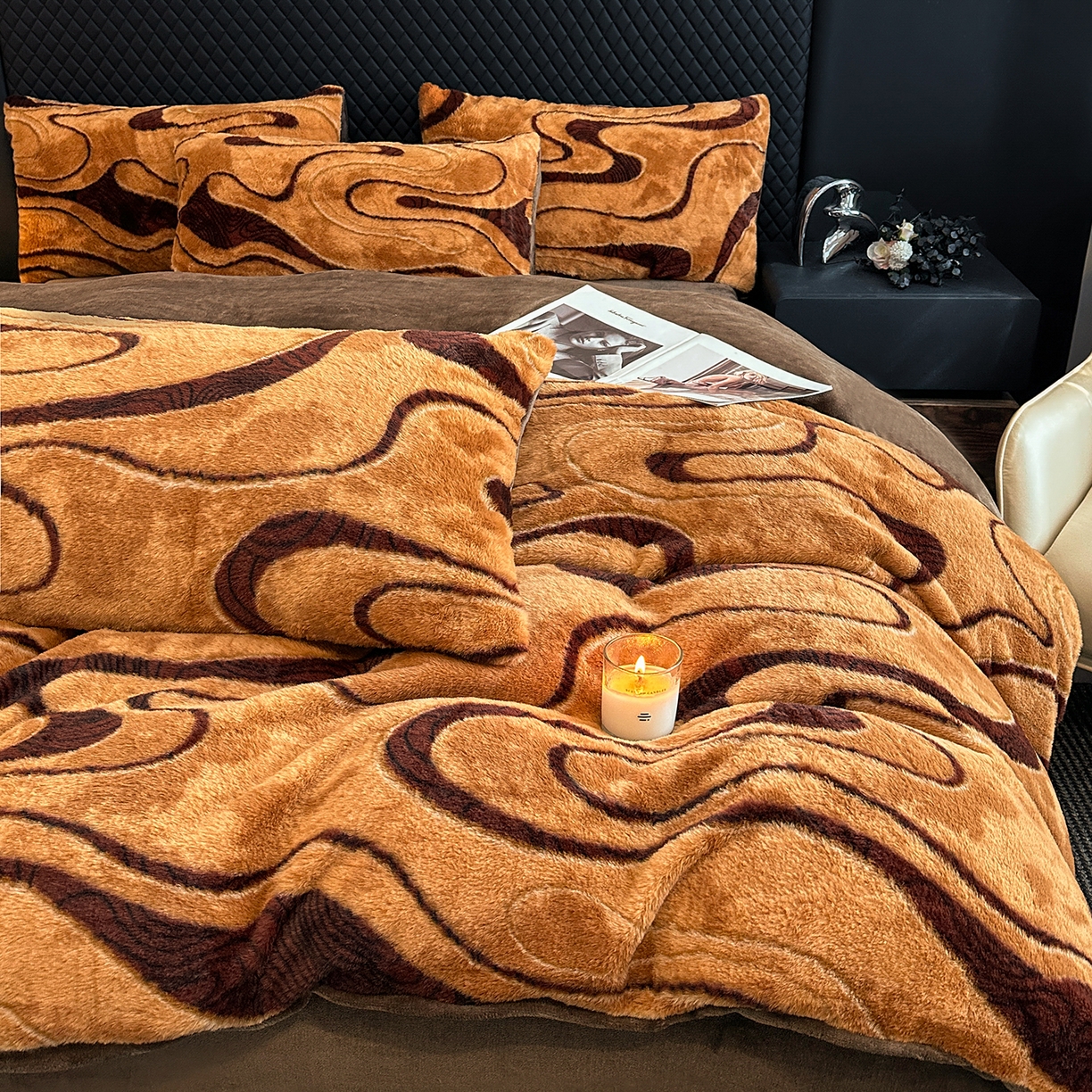 91家纺网 家纺一手货源 找家纺 民新家纺 2025新款兔毛绒印花简约款四件套 简约款-赫本