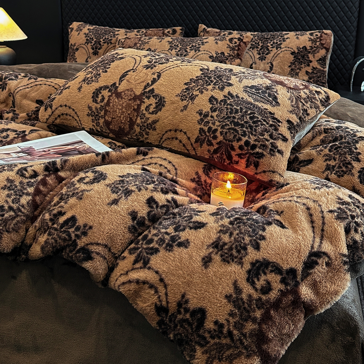 91家纺网 家纺一手货源 找家纺 民新家纺 2025新款兔毛绒印花简约款四件套 简约款-月影