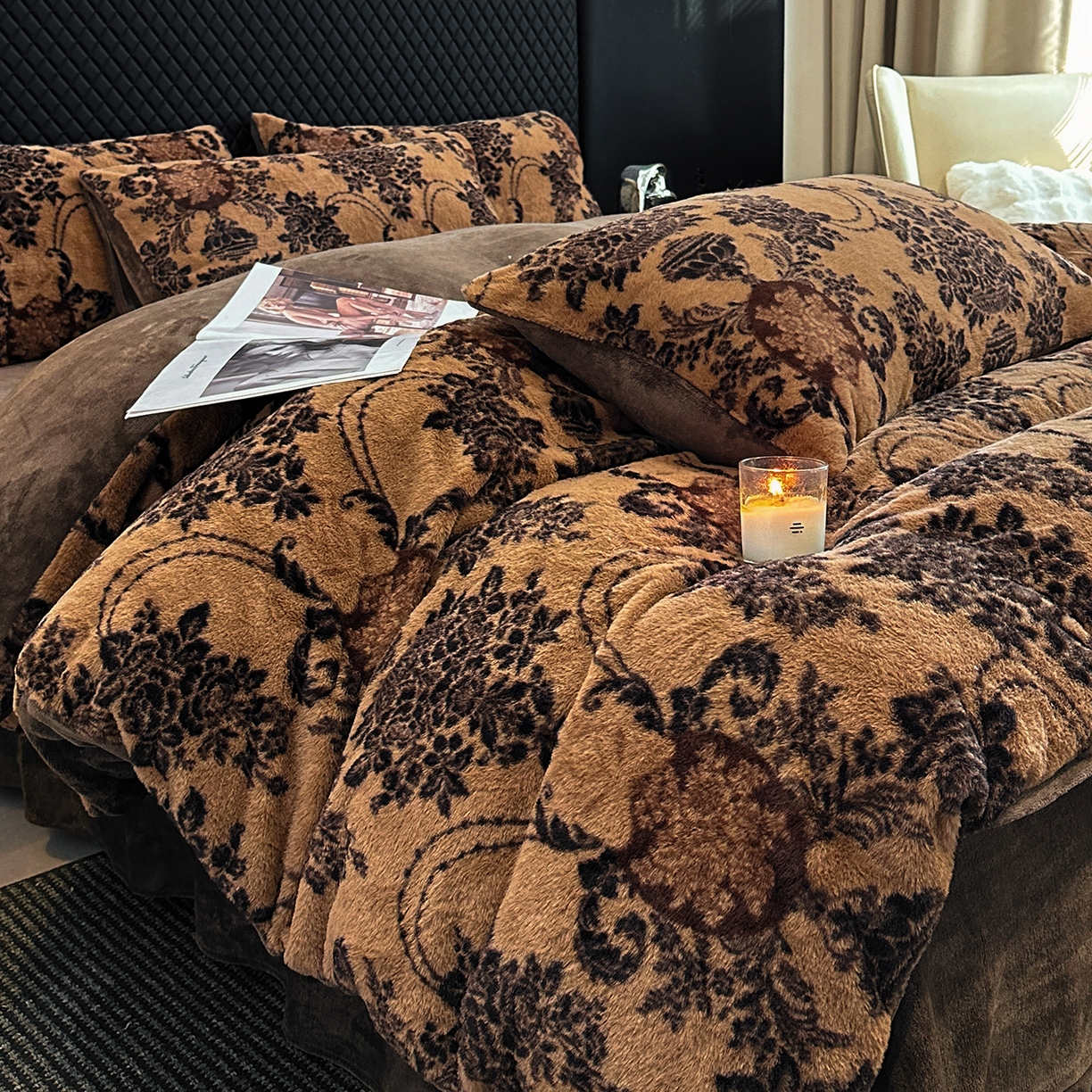 91家纺网 家纺一手货源 找家纺 民新家纺 2025新款兔毛绒印花简约款四件套 简约款-月影