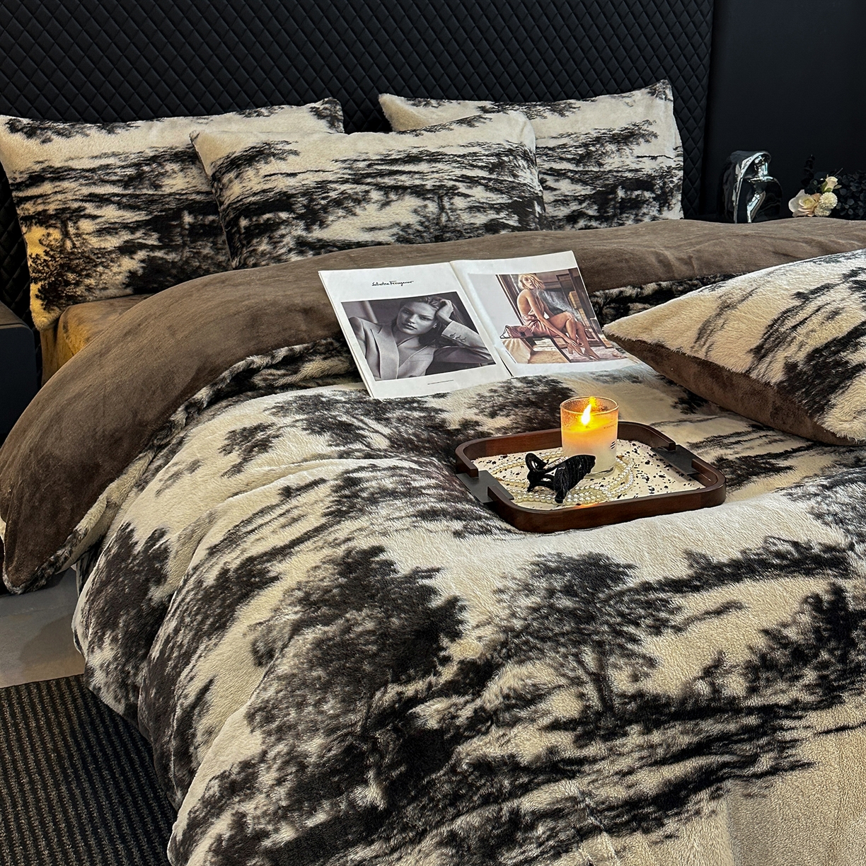 91家纺网 家纺一手货源 找家纺 民新家纺 2025新款兔毛绒印花简约款四件套 简约款-素影