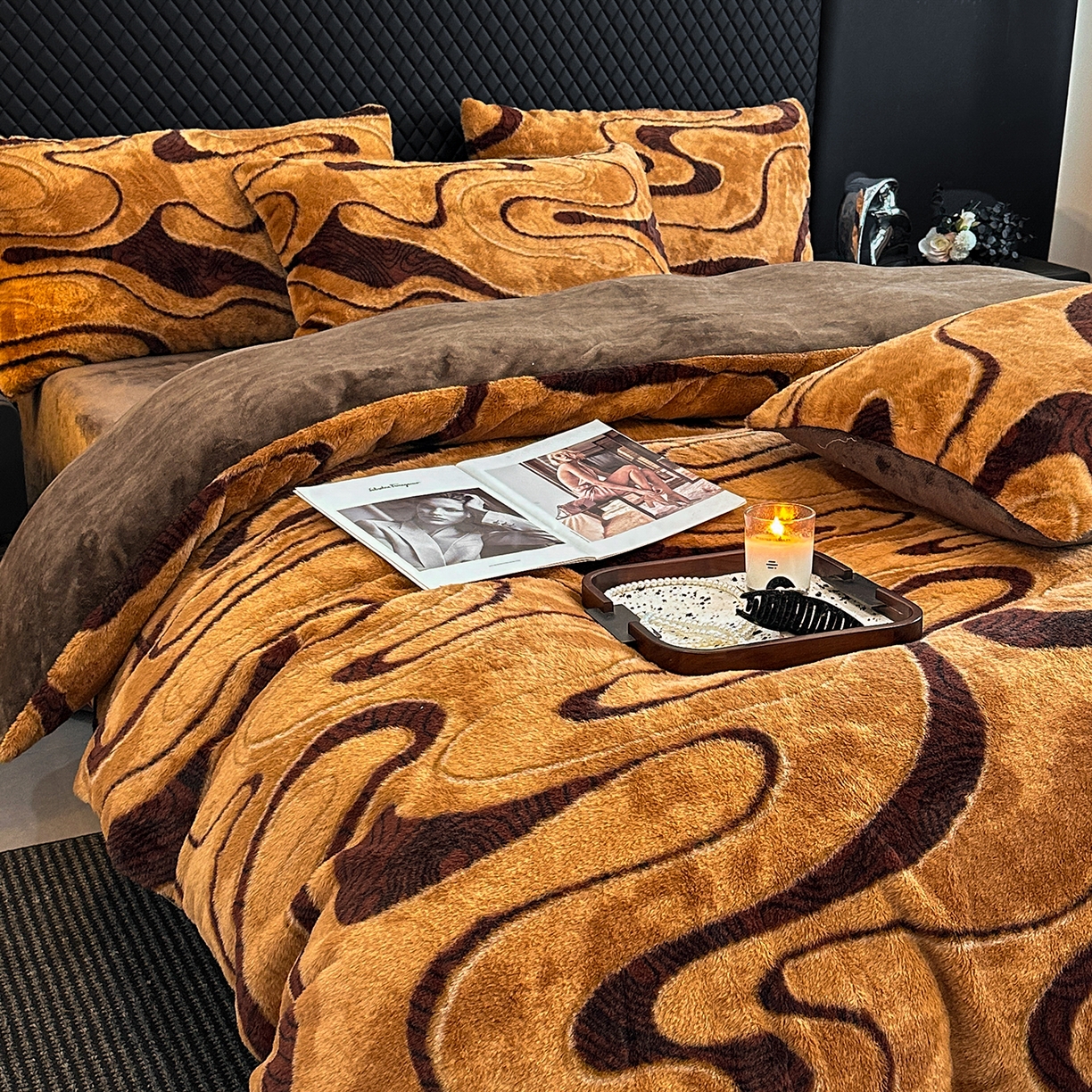 91家纺网 家纺一手货源 找家纺 民新家纺 2025新款兔毛绒印花简约款四件套 简约款-赫本