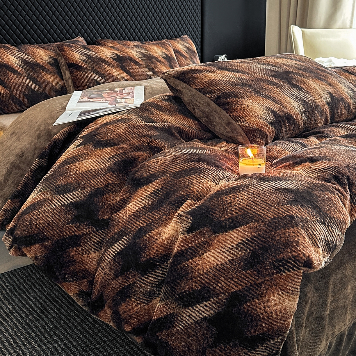 91家纺网 家纺一手货源 找家纺 民新家纺 2025新款兔毛绒印花简约款四件套 简约款-飞雁