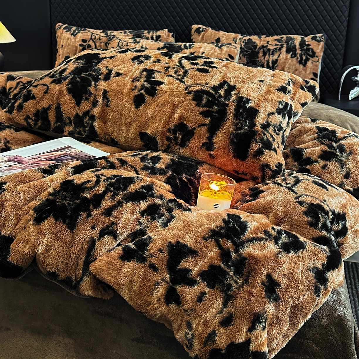 91家纺网 家纺一手货源 找家纺 民新家纺 2025新款兔毛绒印花简约款四件套 简约款-秋意