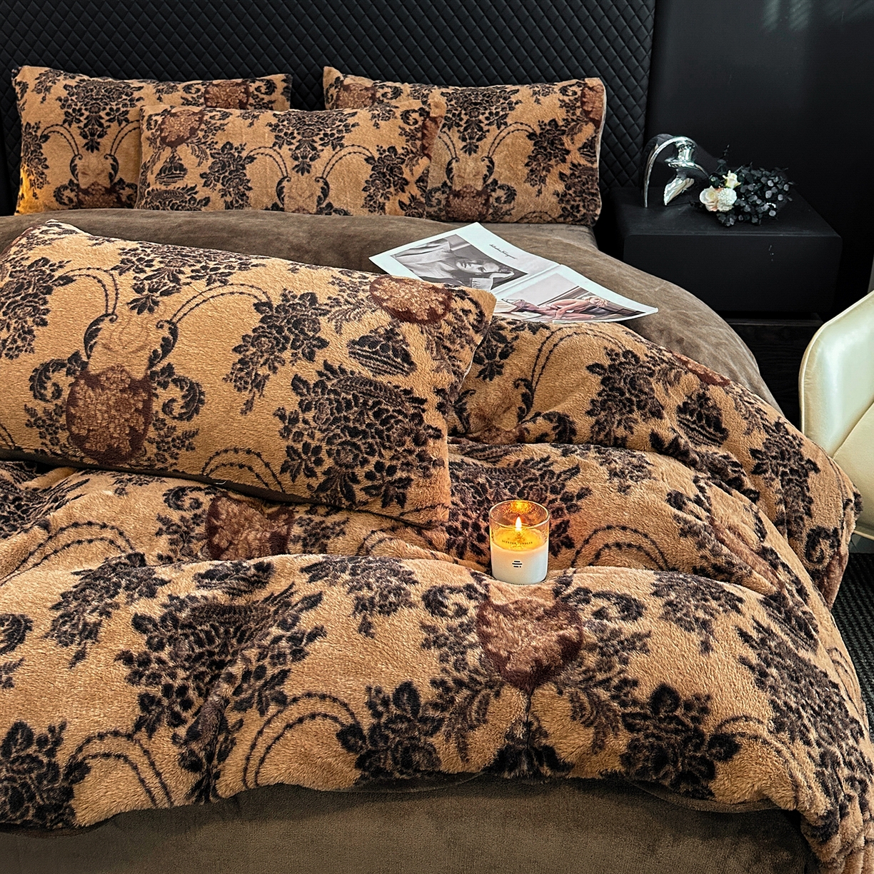 91家纺网 家纺一手货源 找家纺 民新家纺 2025新款兔毛绒印花简约款四件套 简约款-月影