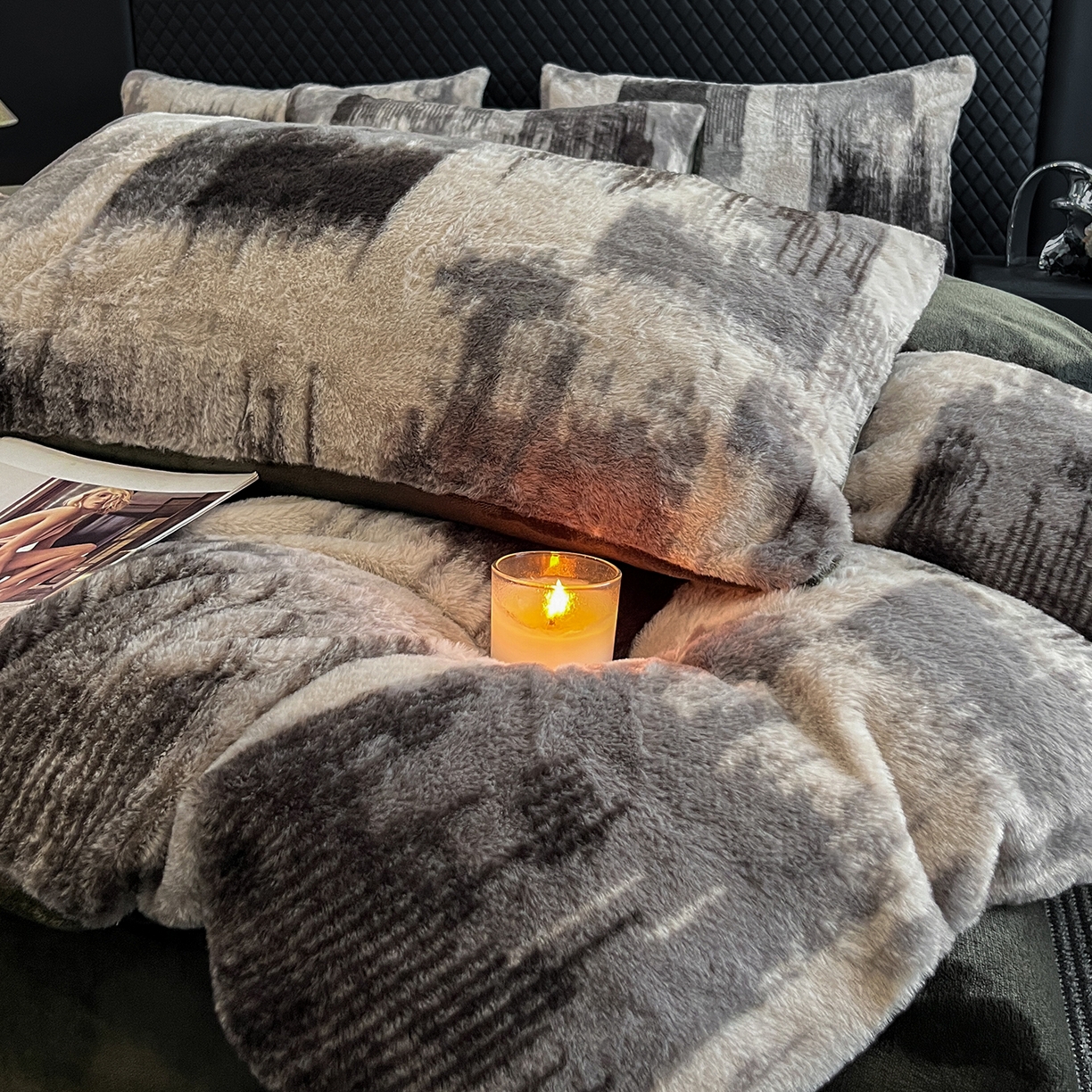 91家纺网 家纺一手货源 找家纺 民新家纺 2025新款兔毛绒印花简约款四件套 简约款-流金岁月