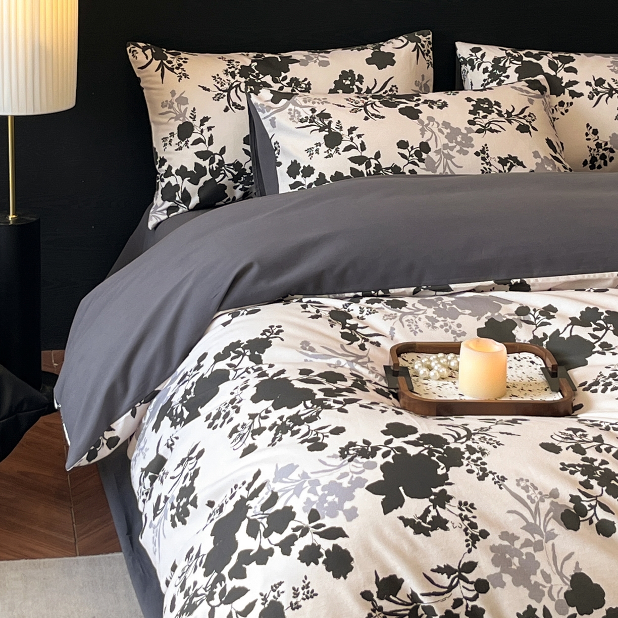 91家纺网 家纺一手货源 找家纺 典曼家纺 2025新品法式复古全棉A类磨毛四件套 花知语