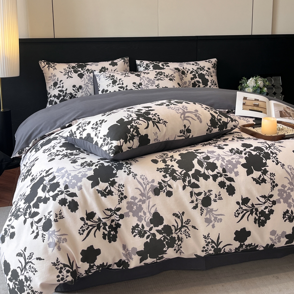 91家纺网 家纺一手货源 找家纺 典曼家纺 2025新品法式复古全棉A类磨毛四件套 花知语