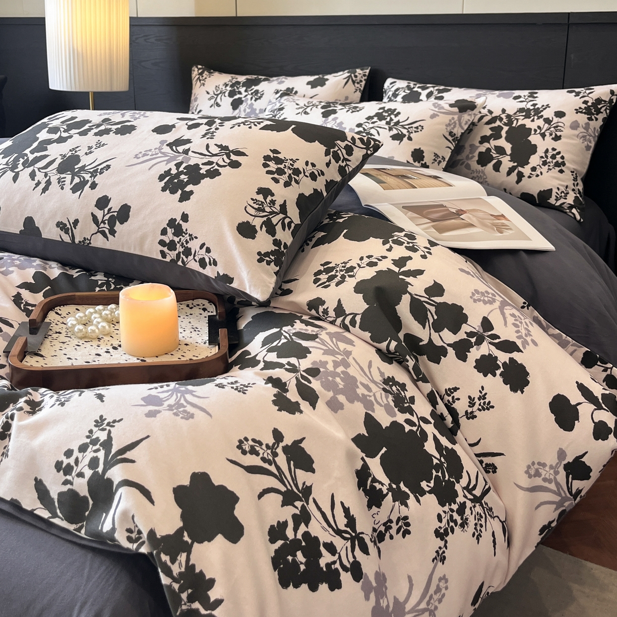 91家纺网 家纺一手货源 找家纺 典曼家纺 2025新品法式复古全棉A类磨毛四件套 花知语