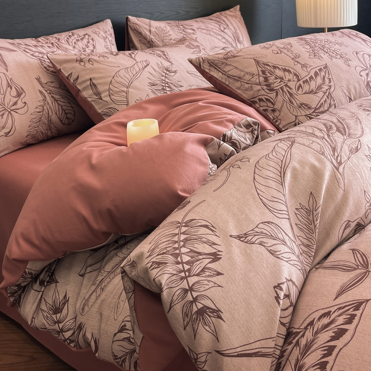 典曼家纺 2025新品法式复古全棉A类磨毛四件套 青釉-红