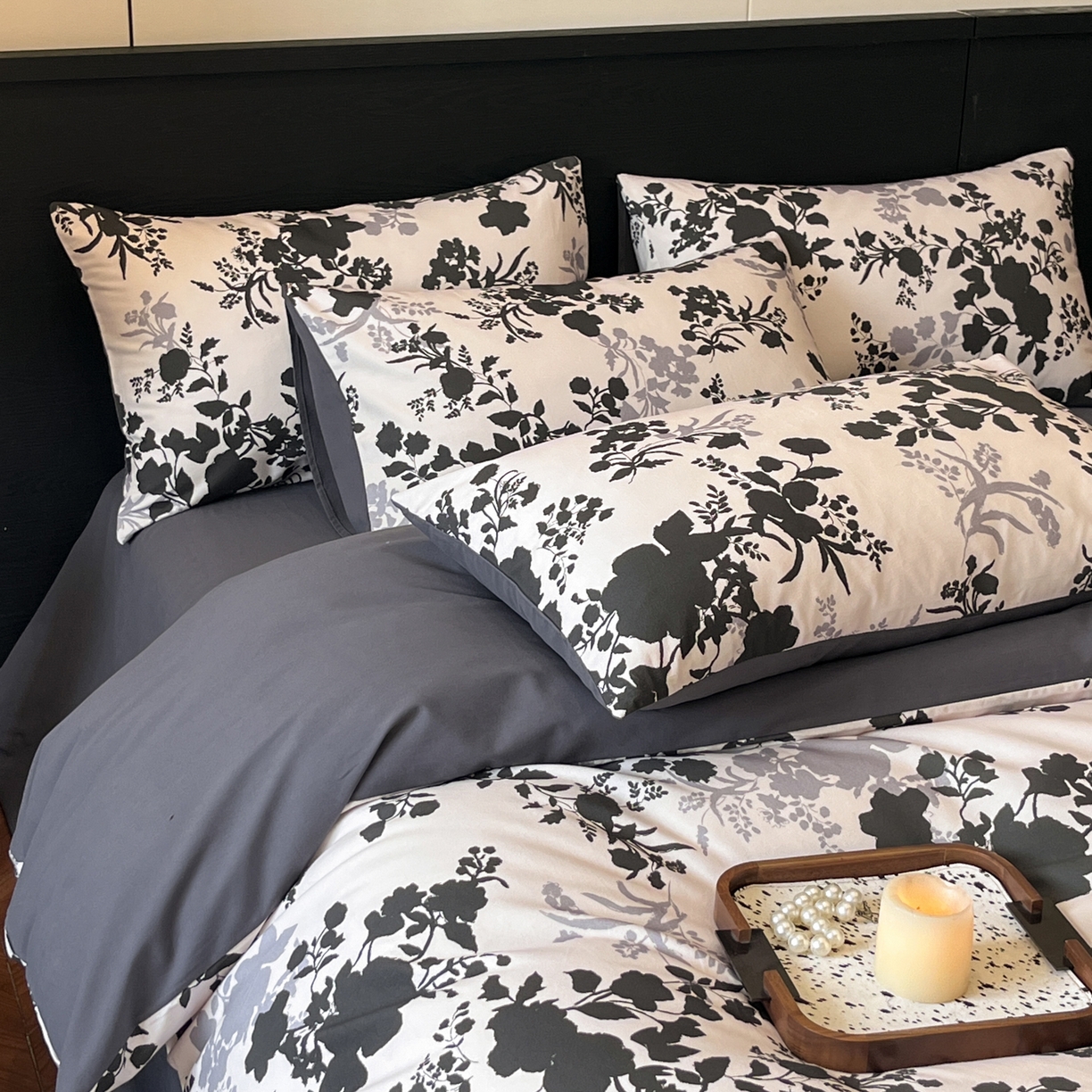 91家纺网 家纺一手货源 找家纺 典曼家纺 2025新品法式复古全棉A类磨毛四件套 花知语