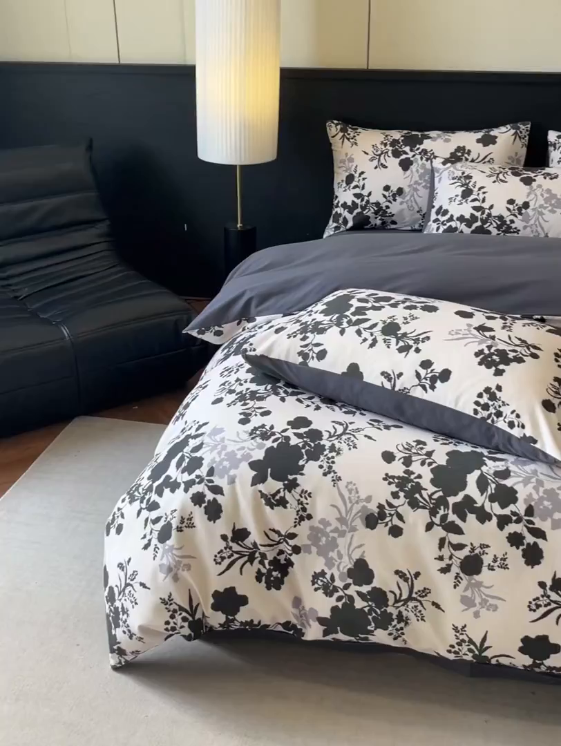 91家纺网 家纺一手货源 找家纺 典曼家纺 2025新品法式复古全棉A类磨毛四件套 花知语