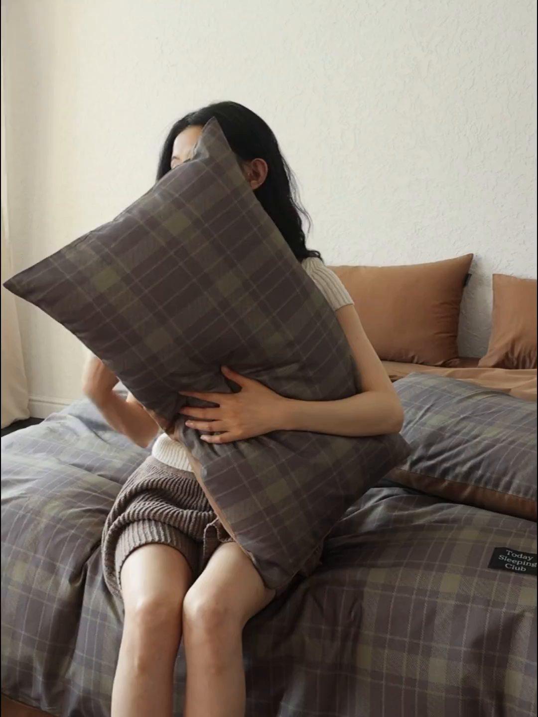 91家纺网 家纺一手货源 找家纺 三味舒屋 2025新款50支全棉磨毛印花四件套-格纹俱乐部 咖绿格俱乐部