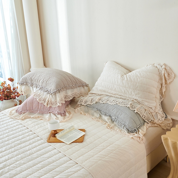 91家纺网 家纺一手货源 找家纺 桂雅居 2025新款舒适麻棉麻蕾丝花边单床盖床盖单件 组合图仅供展示不可下单