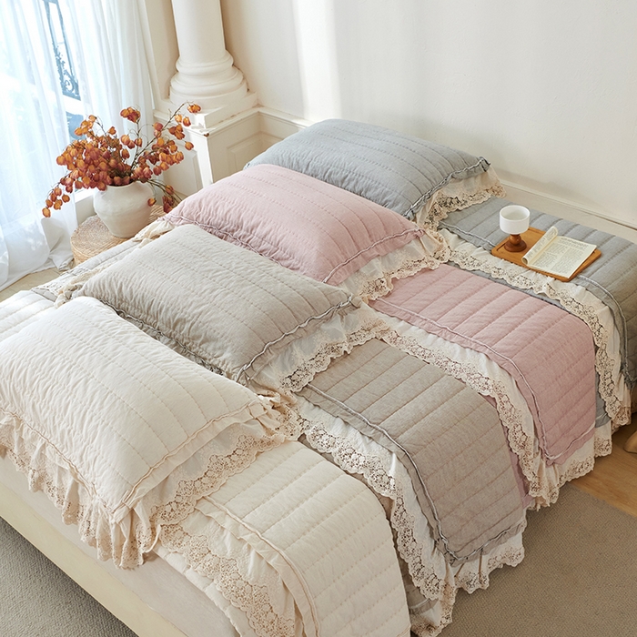 桂雅居 2025新款舒适麻棉麻蕾丝花边单床盖床盖单件 组合图仅供展示不可下单