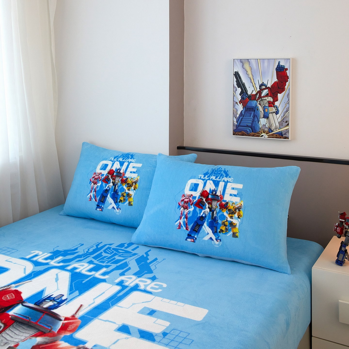 91家纺网 家纺一手货源 找家纺 （总）蘭菲家纺 2025新款高克重亲肤保暖牛奶绒单品床笠-变形金刚