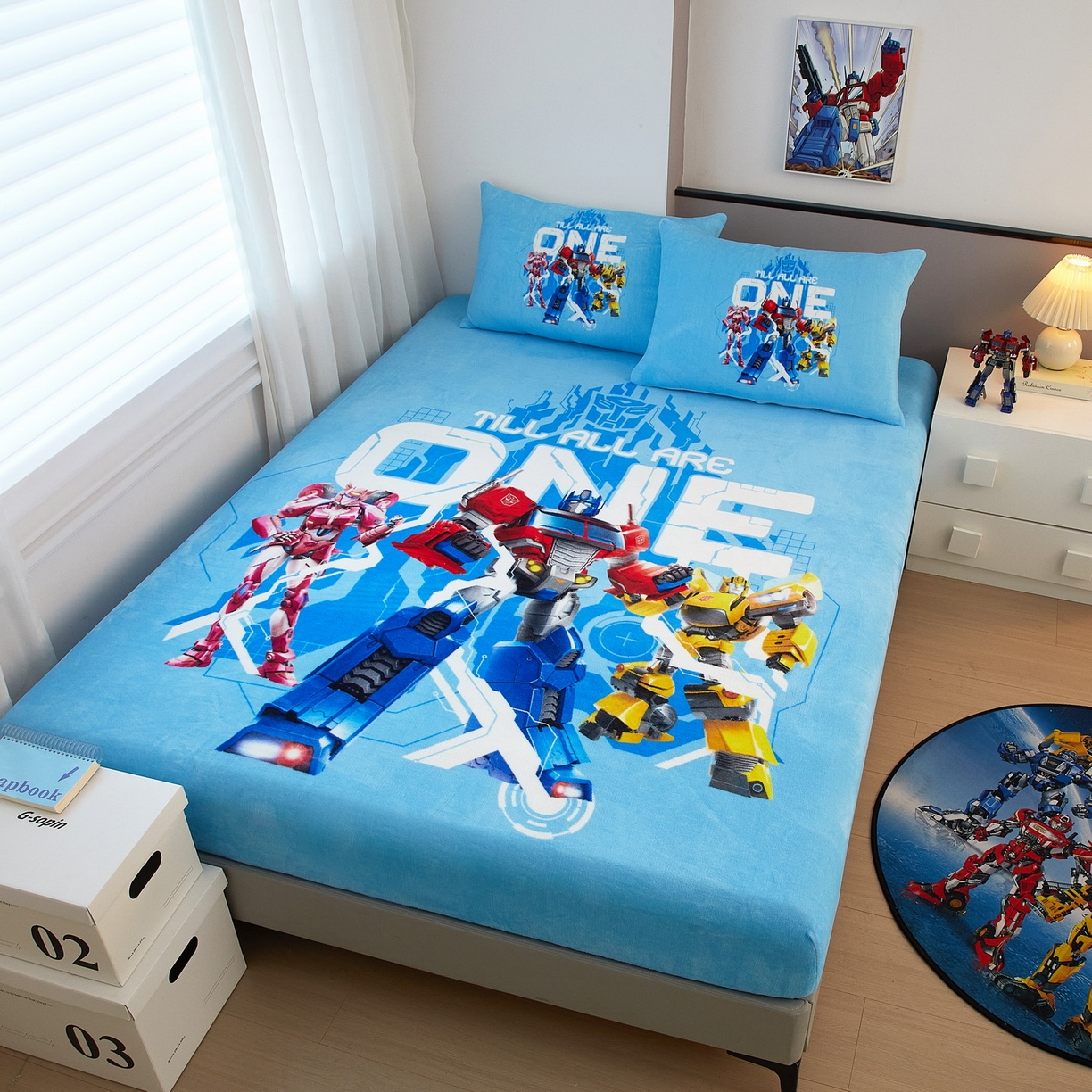 91家纺网 家纺一手货源 找家纺 （总）蘭菲家纺 2025新款高克重亲肤保暖牛奶绒单品床笠-变形金刚