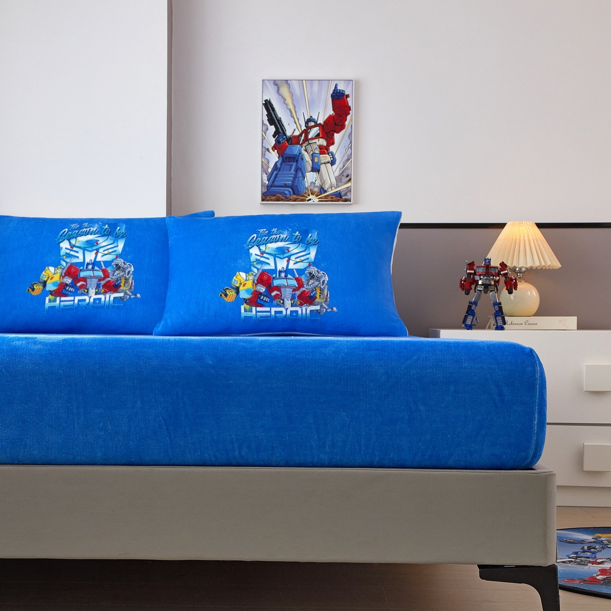 91家纺网 家纺一手货源 找家纺 蘭菲家纺 2025新款高克重亲肤保暖牛奶绒单品床笠-变形金刚 7号