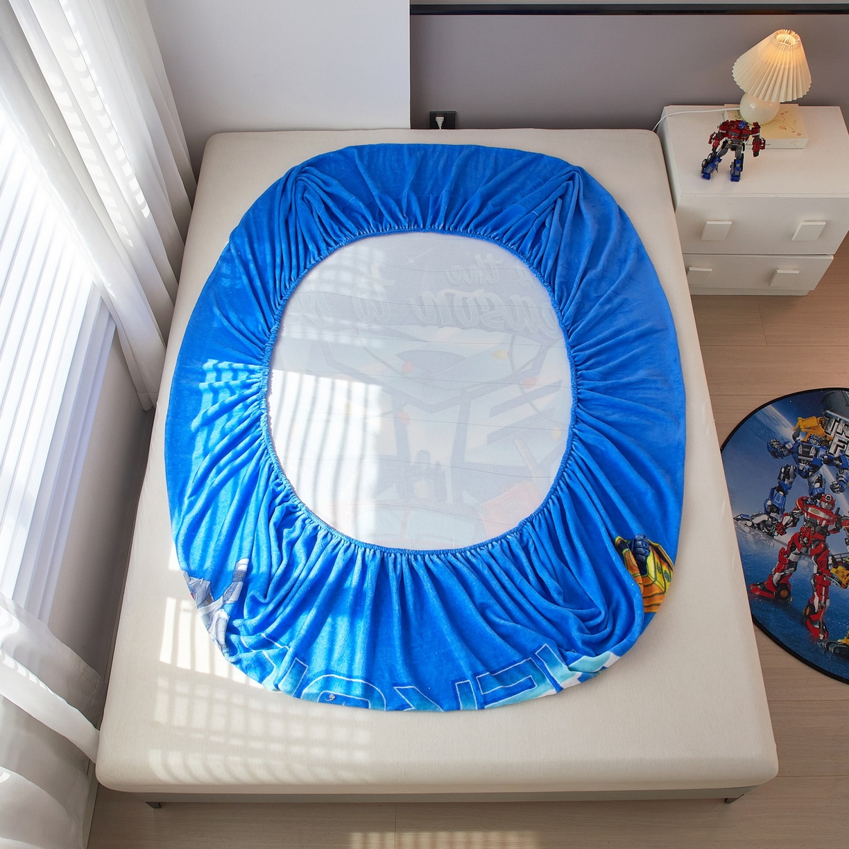 91家纺网 家纺一手货源 找家纺 蘭菲家纺 2025新款高克重亲肤保暖牛奶绒单品床笠-变形金刚 7号