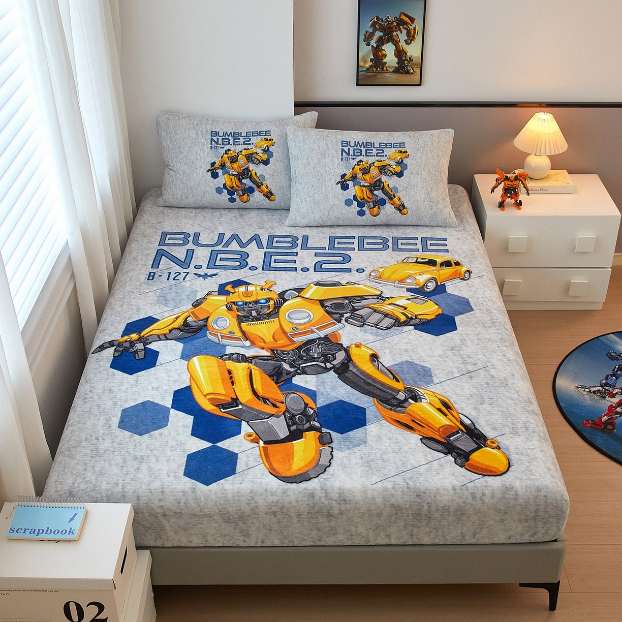 91家纺网 家纺一手货源 找家纺 （总）蘭菲家纺 2025新款高克重亲肤保暖牛奶绒单品床笠-变形金刚