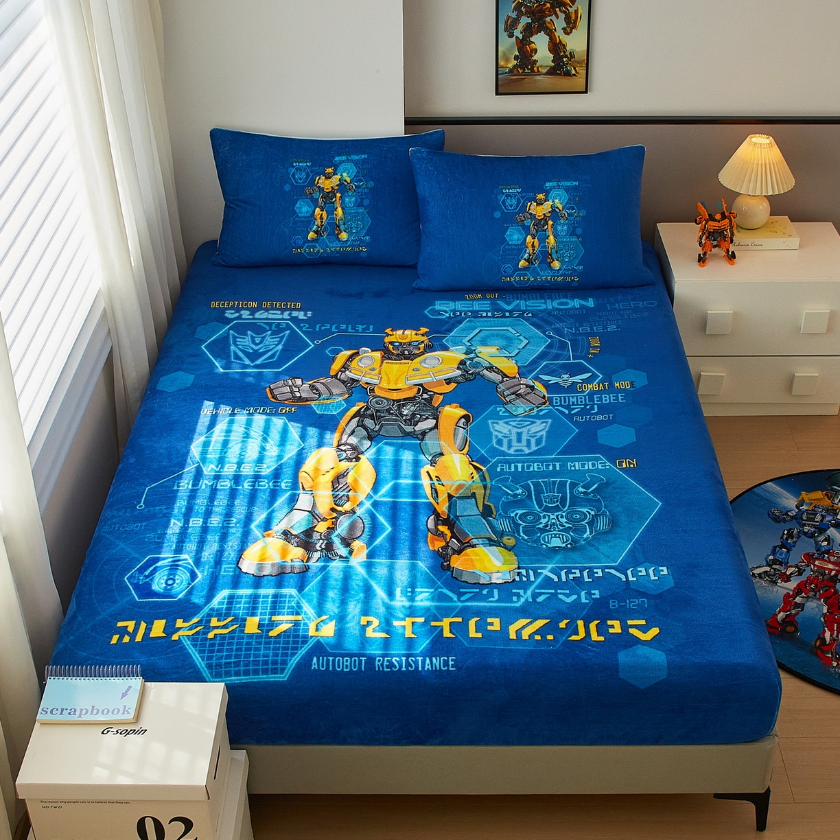 91家纺网 家纺一手货源 找家纺 （总）蘭菲家纺 2025新款高克重亲肤保暖牛奶绒单品床笠-变形金刚