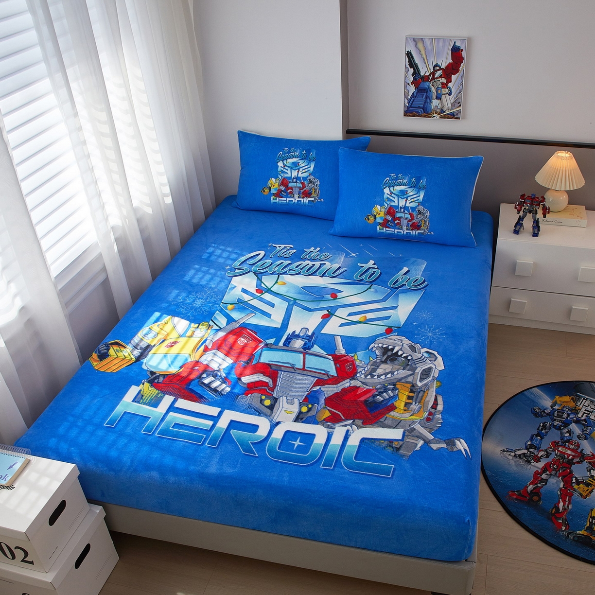 91家纺网 家纺一手货源 找家纺 蘭菲家纺 2025新款高克重亲肤保暖牛奶绒单品床笠-变形金刚 7号