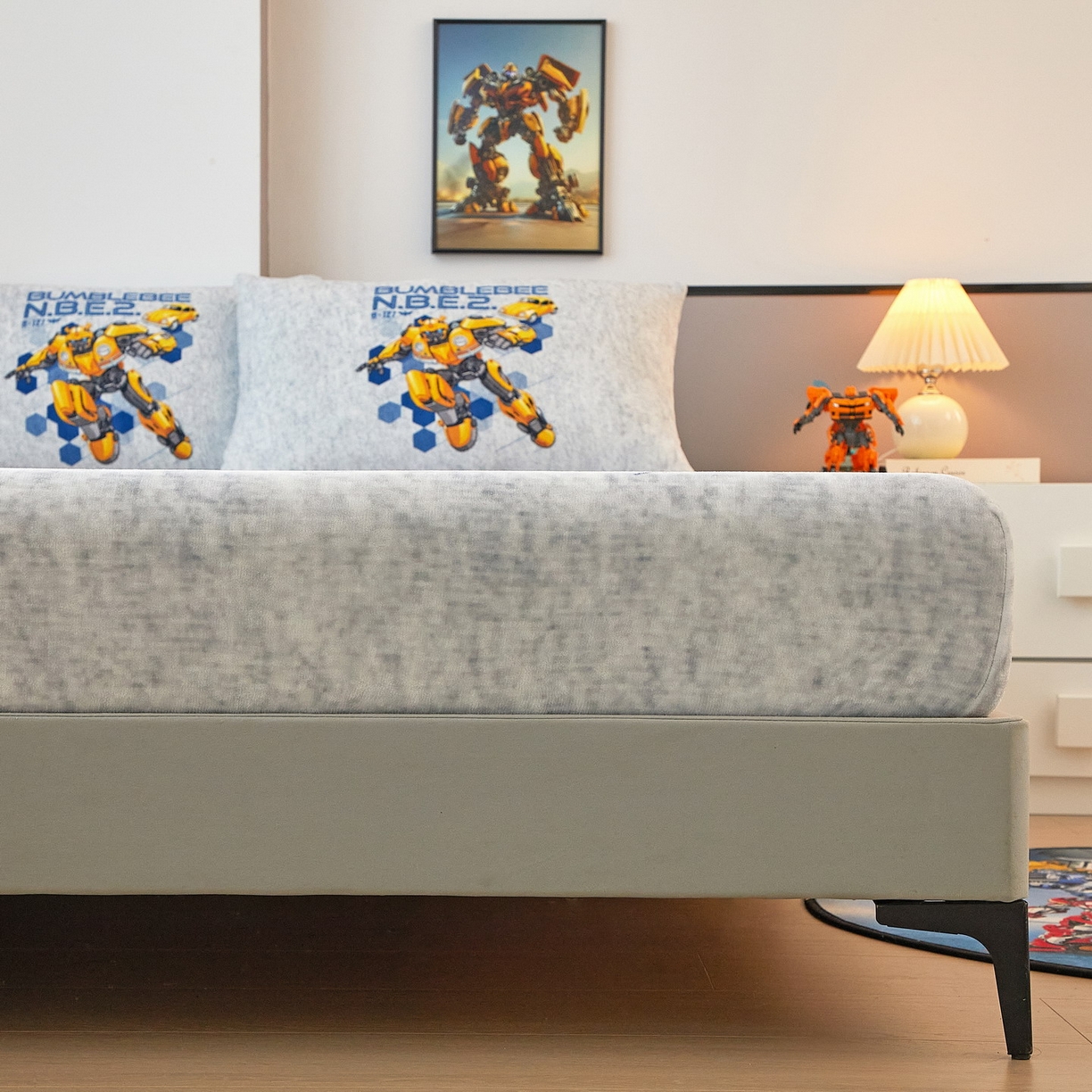 91家纺网 家纺一手货源 找家纺 蘭菲家纺 2025新款高克重亲肤保暖牛奶绒单品床笠-变形金刚 4号