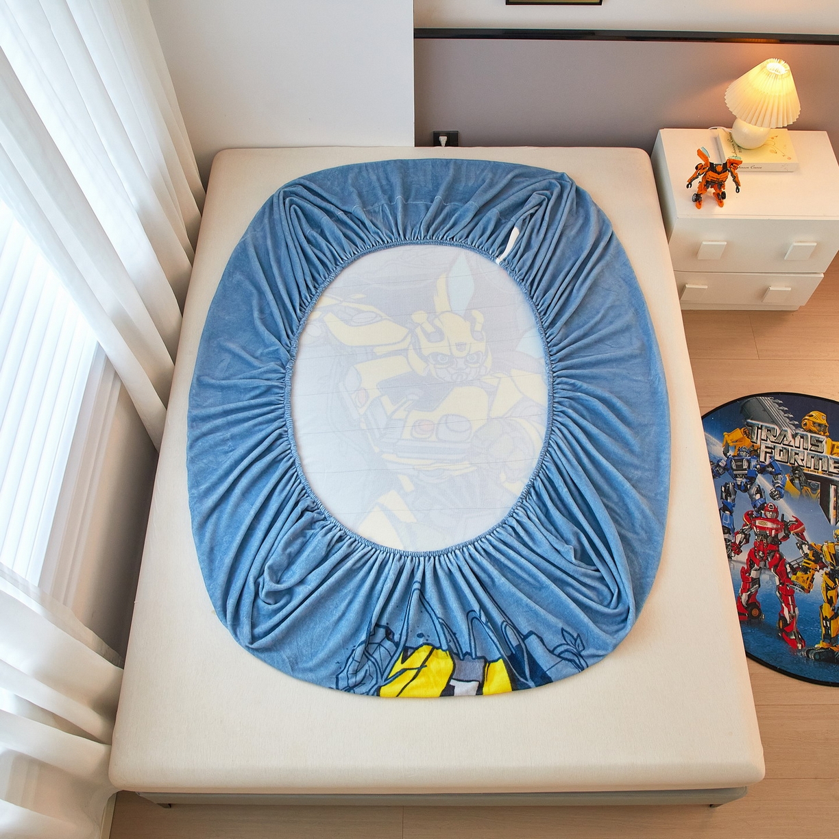 91家纺网 家纺一手货源 找家纺 蘭菲家纺 2025新款高克重亲肤保暖牛奶绒单品床笠-变形金刚 3号