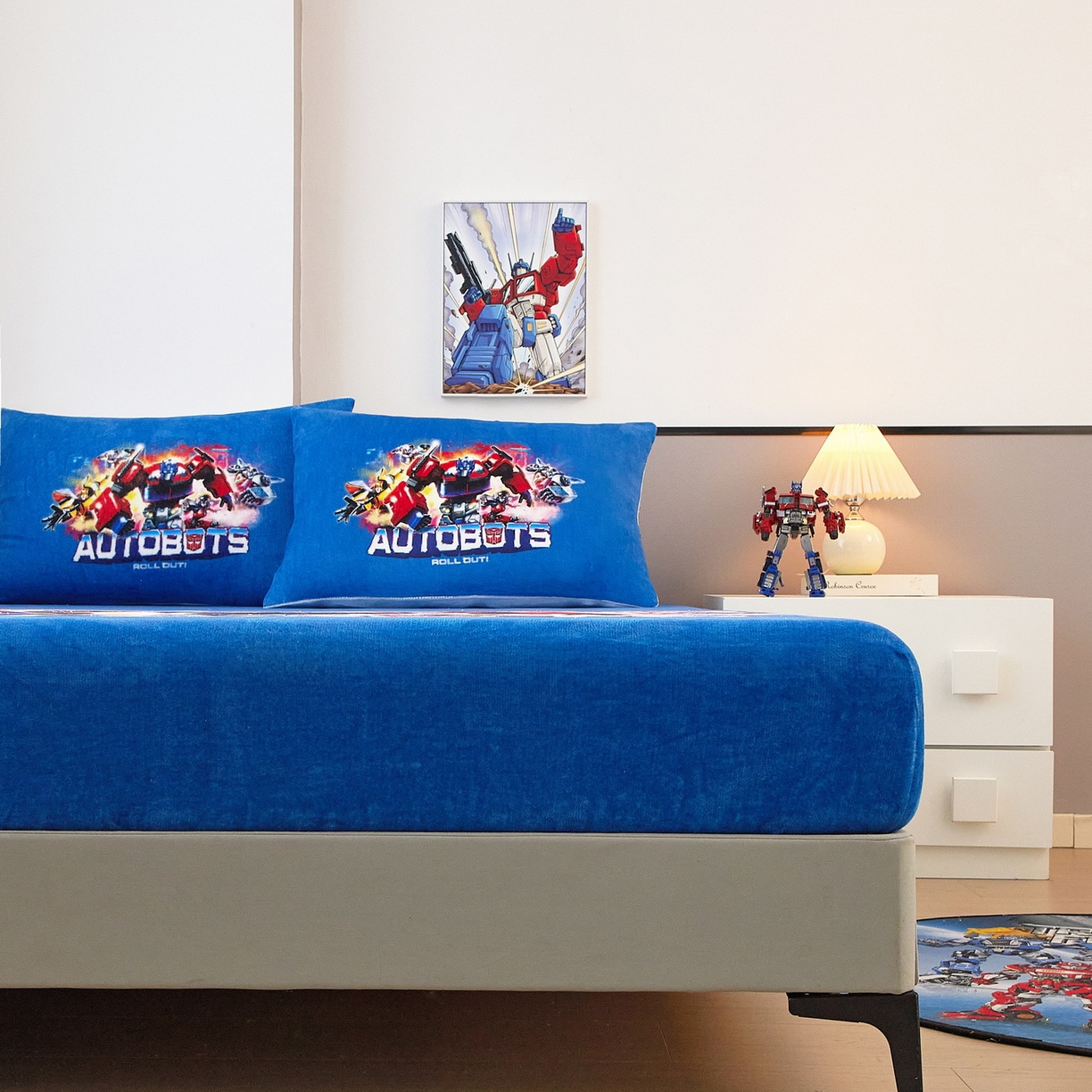 91家纺网 家纺一手货源 找家纺 蘭菲家纺 2025新款高克重亲肤保暖牛奶绒单品床笠-变形金刚 13号