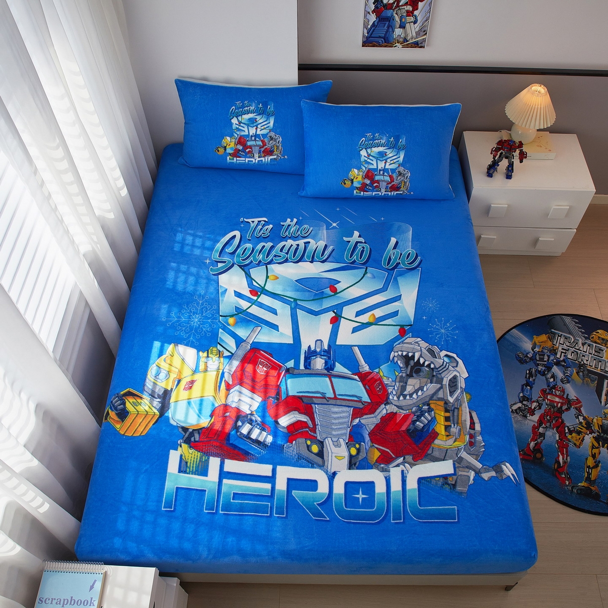 91家纺网 家纺一手货源 找家纺 蘭菲家纺 2025新款高克重亲肤保暖牛奶绒单品床笠-变形金刚 7号