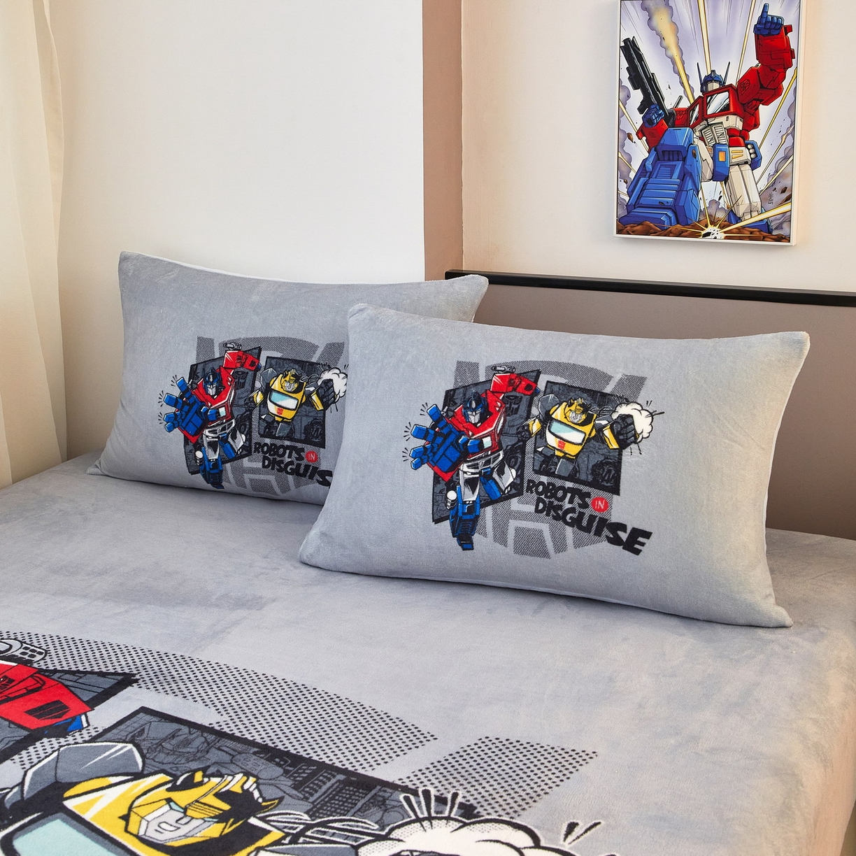 91家纺网 家纺一手货源 找家纺 蘭菲家纺 2025新款高克重亲肤保暖牛奶绒单品床笠-变形金刚 5号